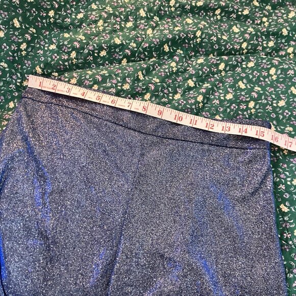 NWT Shasa Shiny Wide Leg Pants Womens L Pull On Blue Sparkling Rave Disco - Picture 10 of 13
